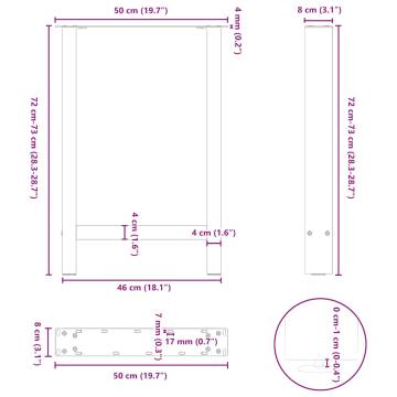 Coffee Table Legs Anthracite - Steel, 50x(72-73) cm, 2 pcs