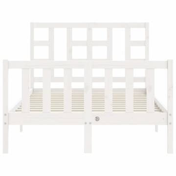 White Bed Frame with Headboard - 120x200 cm Solid Wood