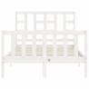 White Bed Frame with Headboard - 120x200 cm Solid Wood