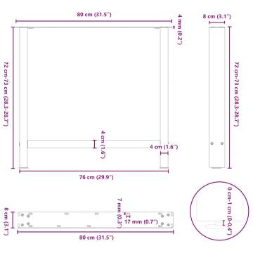 Coffee Table Legs Anthracite - 80x(72-73) cm Steel - HipoMarket