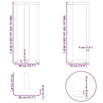 Bar Table Legs T-Shaped - 2 pcs Anthracite Steel 40x35x(101-102)cm