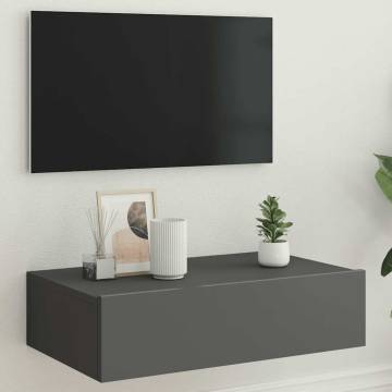 Stylish Grey TV Cabinet with LED Lights - 60x35x15.5 cm