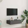 Stylish Grey TV Cabinet with LED Lights - 60x35x15.5 cm