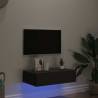 Stylish Grey TV Cabinet with LED Lights - 60x35x15.5 cm