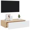 Stylish TV Cabinet with LED Lights - White 60x35x15.5 cm