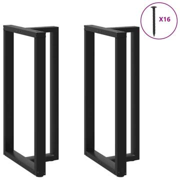 T-Shaped Bar Table Legs - 2 pcs Black Steel (60x35x111-112 cm)