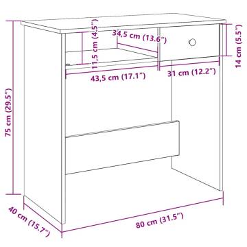 Concrete Grey Desk 80x40x75 cm - Engineered Wood | Hipo Market