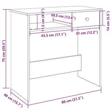 Desk Artisan Oak 80x40x75 cm - Durable Engineered Wood