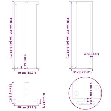 Bar Table Legs T-Shaped 2 pcs Anthracite - Durable Steel | HipoMarket