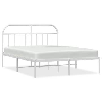 White Metal Bed Frame with Headboard - 160x200 cm