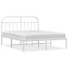 White Metal Bed Frame with Headboard - 160x200 cm