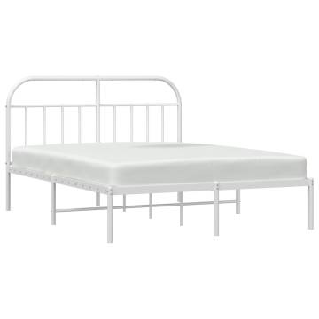 White Metal Bed Frame with Headboard - 160x200 cm