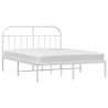 White Metal Bed Frame with Headboard - 160x200 cm