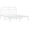 White Metal Bed Frame with Headboard - 160x200 cm