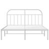 White Metal Bed Frame with Headboard - 160x200 cm