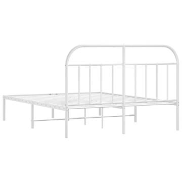 White Metal Bed Frame with Headboard - 160x200 cm