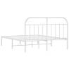 White Metal Bed Frame with Headboard - 160x200 cm