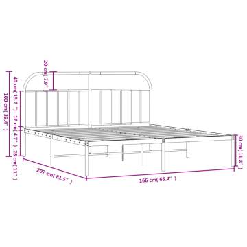 White Metal Bed Frame with Headboard - 160x200 cm