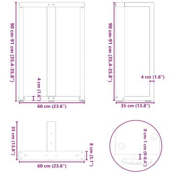 T-Shaped Bar Table Legs (2 pcs) - Anthracite Steel 60x35cm