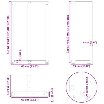 Bar Table Legs T-Shaped 2 pcs Anthracite Steel | HipoMarket