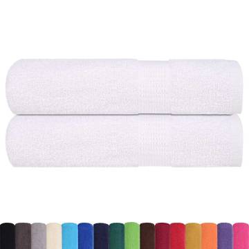 Premium 100% Cotton Shower Towels - 2 pcs White, 70x140 cm