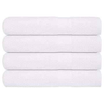 4 Pack White Towels 100x200cm - 100% Cotton, 360gsm