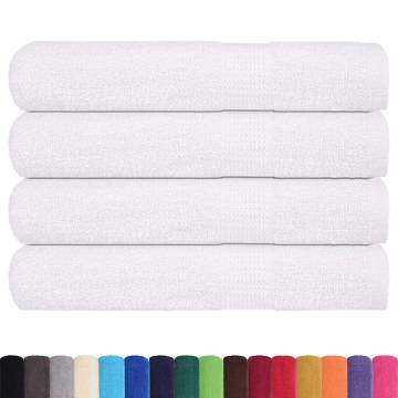 4 Pack White Towels 100x200cm - 100% Cotton, 360gsm