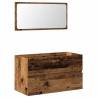 Stylish Bathroom Cabinet with Mirror - Old Wood Finish