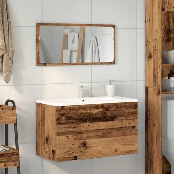 Stylish Bathroom Cabinet with Mirror - Old Wood Finish