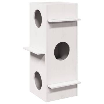 Cat House White - Solid Pine Wood 43x43x90 cm | HipoMarket