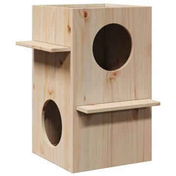 Wooden Cat House 43x43x60 cm - Durable Pine Design