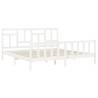 White Bed Frame with Headboard, 200x200 cm - Solid Wood