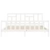 White Bed Frame with Headboard, 200x200 cm - Solid Wood