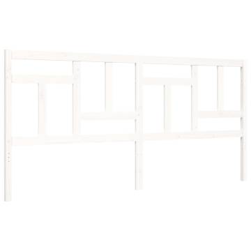 White Bed Frame with Headboard, 200x200 cm - Solid Wood