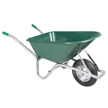 Heavy-Duty Green Wheelbarrow - 90L, 150kg Capacity