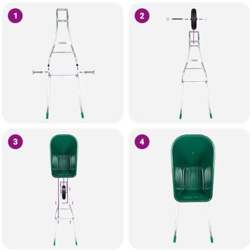 Heavy-Duty Green Wheelbarrow - 90L, 150kg Capacity