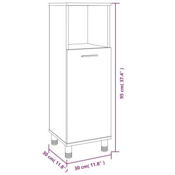 Stylish Grey Sonoma Bathroom Cabinet - 30x30x95 cm