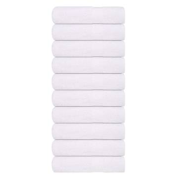 10 Pcs White Bath Towels 100x150 cm - 100% Cotton, 360 GSM