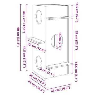 Cat House 43x43x90 cm Solid Wood Pine | Hipomarket