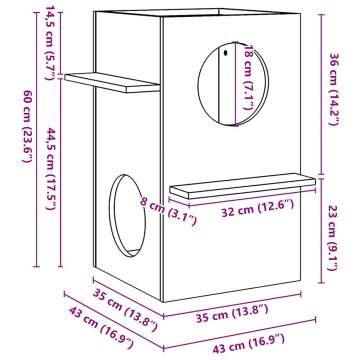 Stylish Cat House White | Solid Pine 43x43x60 cm - Hipomarket