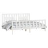 White Solid Wood Pine Bed Frame with Headboard 200x200 cm