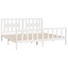 White Solid Wood Pine Bed Frame with Headboard 200x200 cm