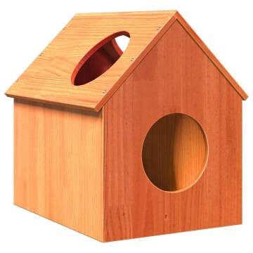 Cat House Wax Brown - Solid Pine Wood - 41x50x50 cm