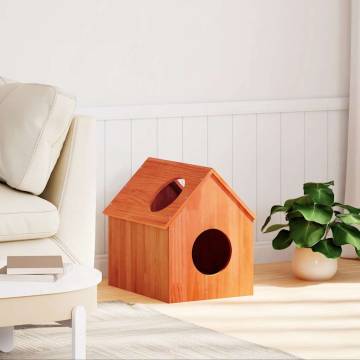 Cat House Wax Brown - Solid Pine Wood - 41x50x50 cm