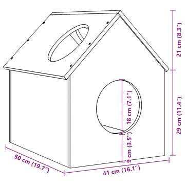 Cat House Wax Brown - Solid Pine Wood - 41x50x50 cm