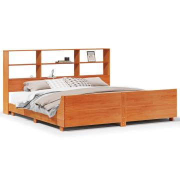 Solid Wood Pine Bed Frame 200x200 cm - Wax Brown