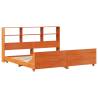 Solid Wood Pine Bed Frame 200x200 cm - Wax Brown