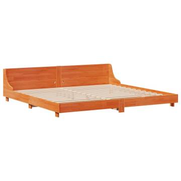 Solid Wood Pine Bed Frame 200x200 cm - Wax Brown