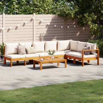 5 Piece Garden Sofa Set - Solid Acacia Wood with Cushions