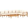 5 Piece Garden Sofa Set - Solid Acacia Wood with Cushions